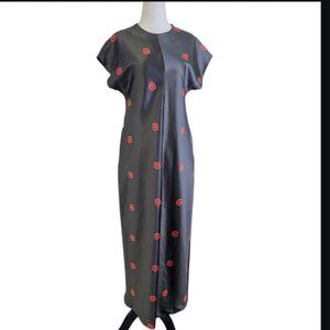 Roucha printed Thick satin  Maxi dress